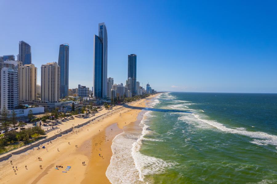 Aerial view of Surfers Paradise on the Gold Coast, Australia