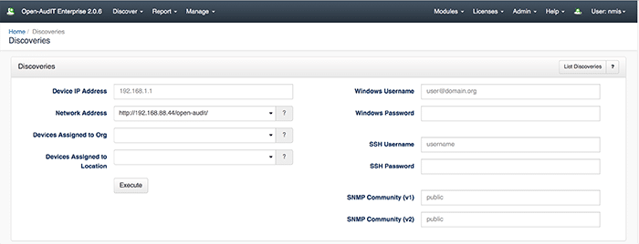 Single device credentials form