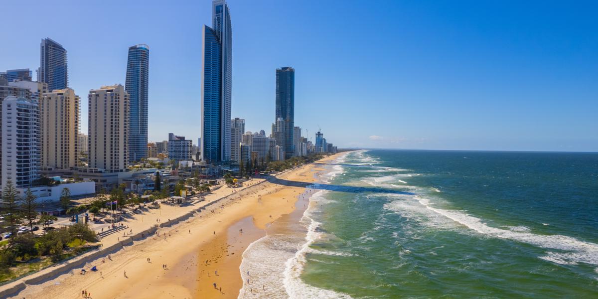 Aerial view of Surfers Paradise on the Gold Coast, Australia