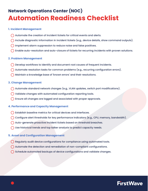 NOC Automation Readiness Checklist